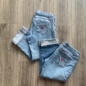 2 PAIRS Dickies Low-Rise Capri Length Rockabilly Denim Jeans Size 15